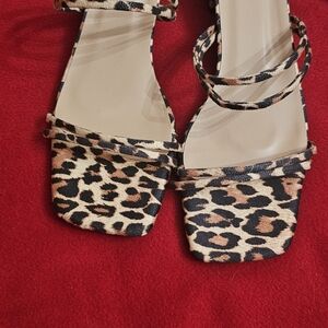 Leopard Print Strappy Sandals